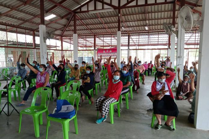 ประชุมประชาคมรับฟังความคิดเห็นของประชาชนในการก่อสร้างฝายชะลอน้ำหินทิ้งถาวร หมู่ที่ 9